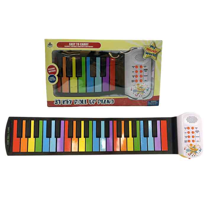 [JU7418] Órgano alfombra de silicona 37 funciones, música, y grabadora 3AA, en caja