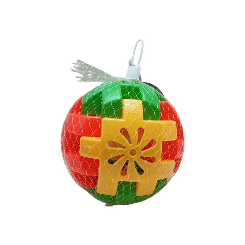 [JU7462] Encastre de plástico, puzzle pelota para armar con cascabel, en red