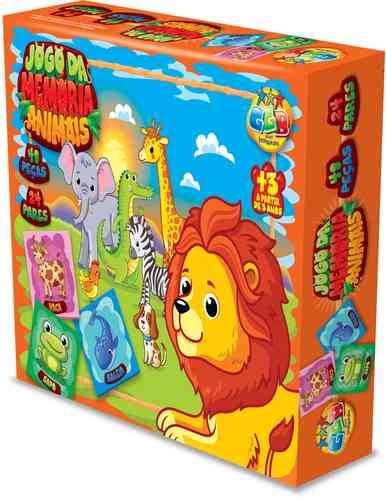 [JU7502] Juego de mesa, memoria, animales, idioma portugués 48 piezas en caja
