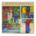 Puzzle de madera, encastre figuras 3D 3en1, en bolsa, varios diseños