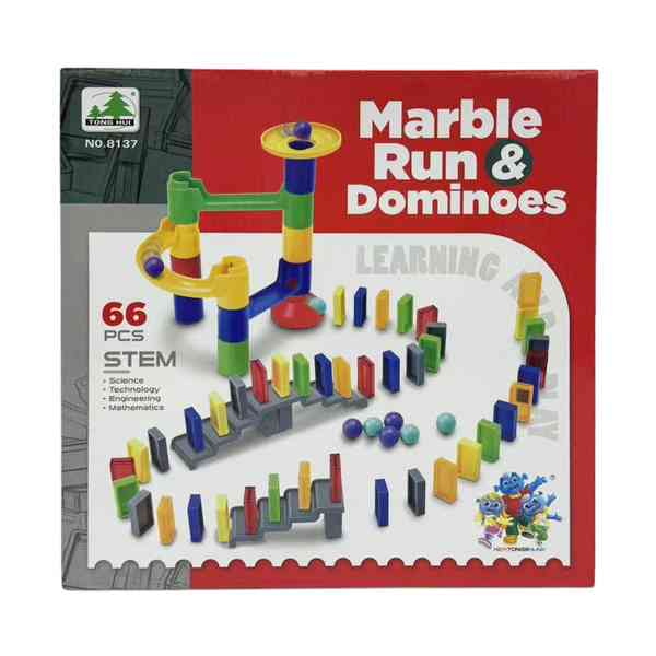 [JU7898] Juego de mesa, dominó, 66 piezas de colores, bloques y bolitas en caja