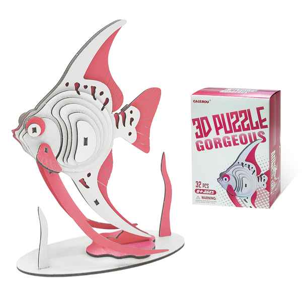 [JU8100] Puzzle 3D, cartón, pez, en caja