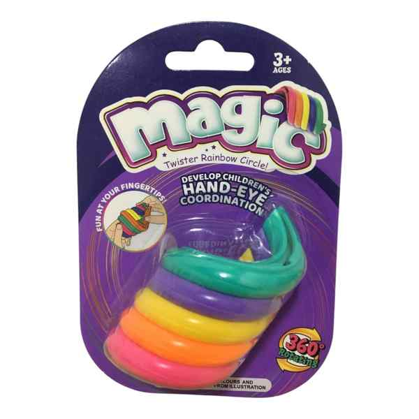 [JU8104] Juguete antiestrés de plástico, arcos encastrables y de torsión, arcoiris, en blister