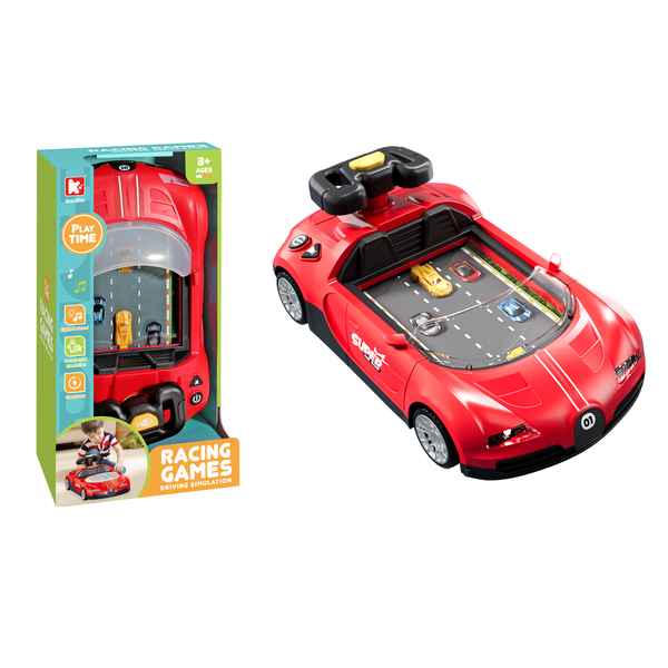 Pista de autos con volante, carrera de autos, con luz y sonido, 4AA, en caja