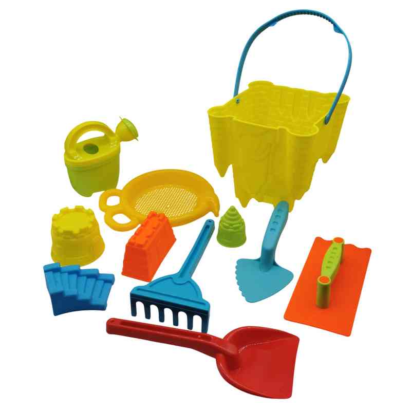 [JU8170] Juego de playa, balde castillo, 11 piezas, en red
