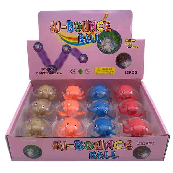 [JU8210] Pelota maciza con luz, con pulpo CAJAx12