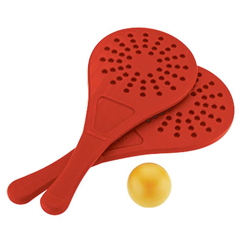 [JU8292] Paletas para playa, de plástico x2, con pelota, en red, varios colores