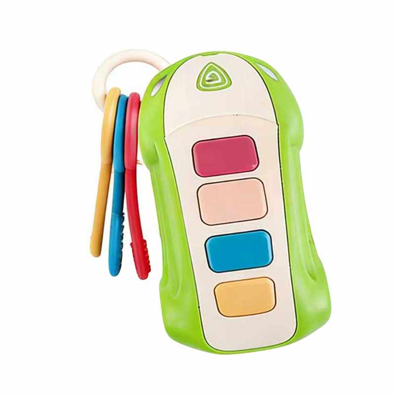 [JU8367] Didáctico control con sonido, mordillo de silicona llaves, en caja, 2AA varios colores