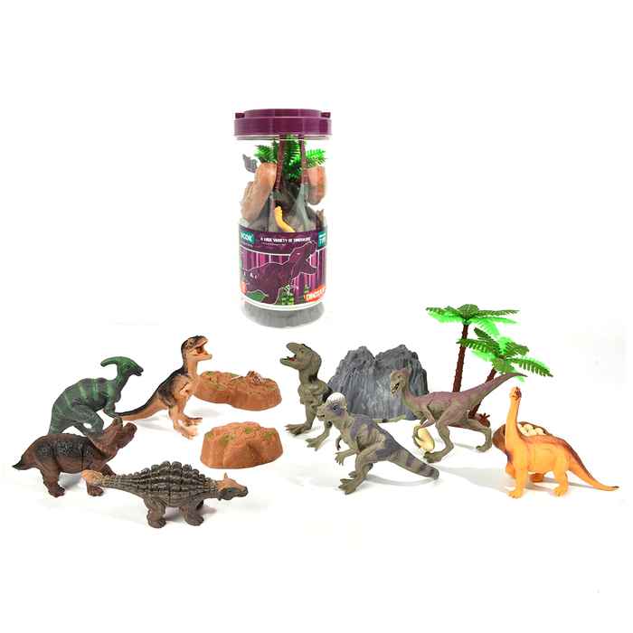 [JU8419] Dinosaurio de plástico, x8 con accesorios, en tubo