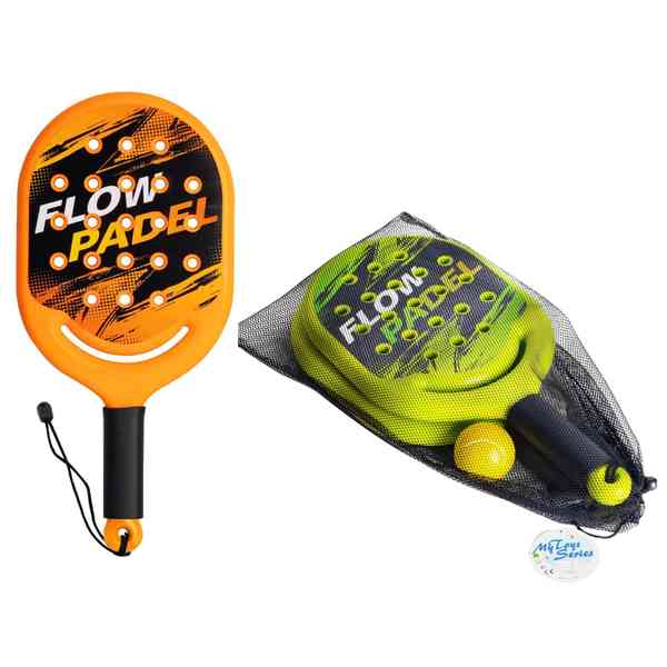 [JU8439] Paleta de plástico, padel x2 con pelota soft, en red, 2 colores