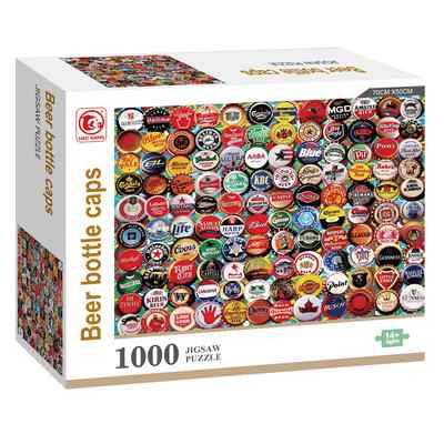 [JU8477] Puzzle de cartón, 1000 piezas, tapitas botella, en caja