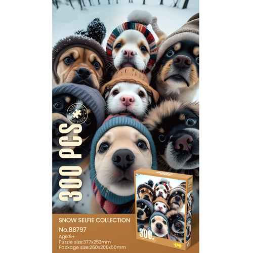 [JU8478] Puzzle de cartón, 300 piezas, perros, en caja