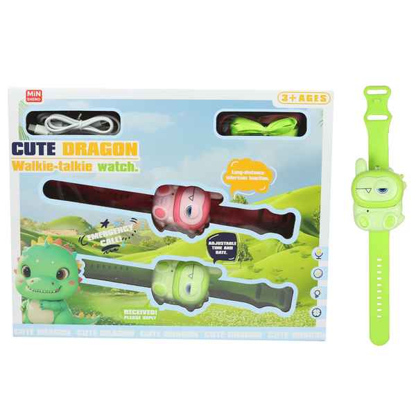 [JU8487] Walkie talkie pulsera, dinosaurio con luz, recarga USB en caja, varios colores