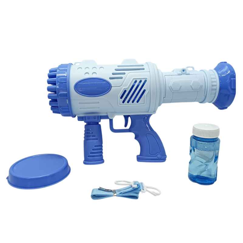 [JU8493] Pompero burbujero pistola, 32 burbujas, 2AA, en caja, 2 colores