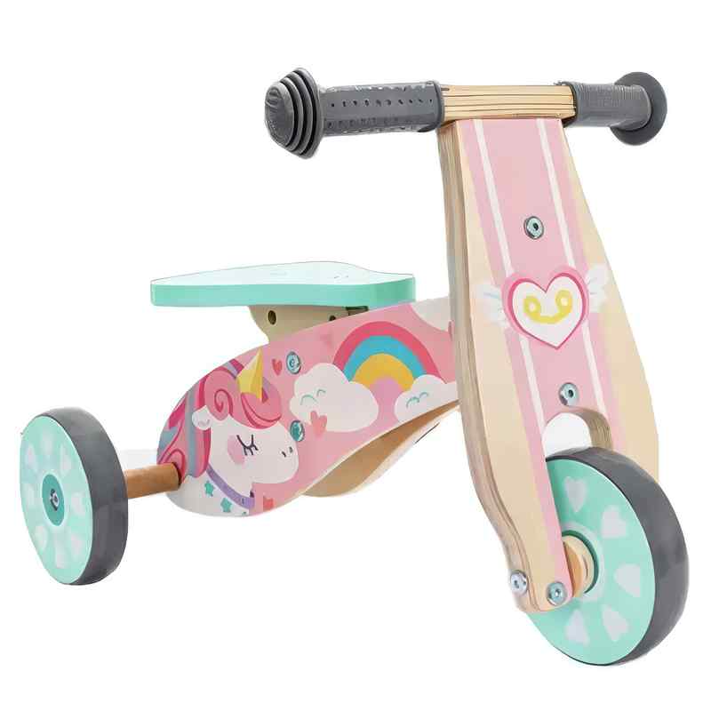 Triciclo de madera, en caja