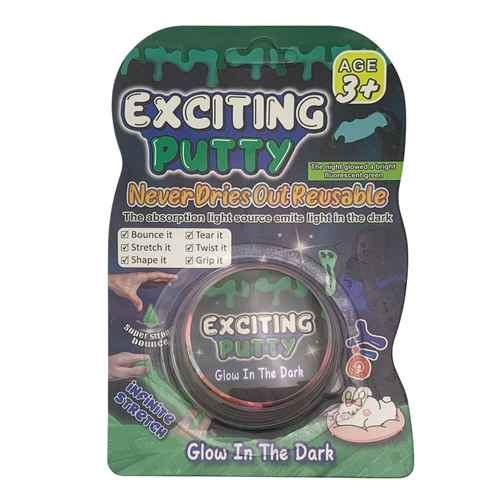 [JU8516] Masa antiestrés, brilla en la oscuridad, 20g, en blister, varios colores