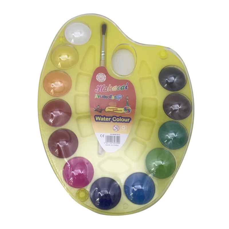 [E2216] Acuarelas 12 colores, con pincel, paleta de plástico