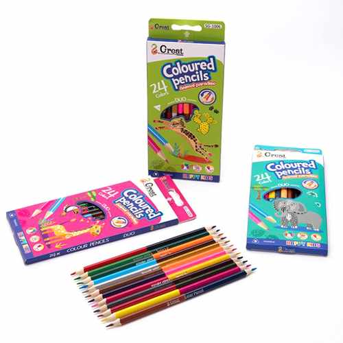 Lápices 12 colores largos, doble punta, PACK x12