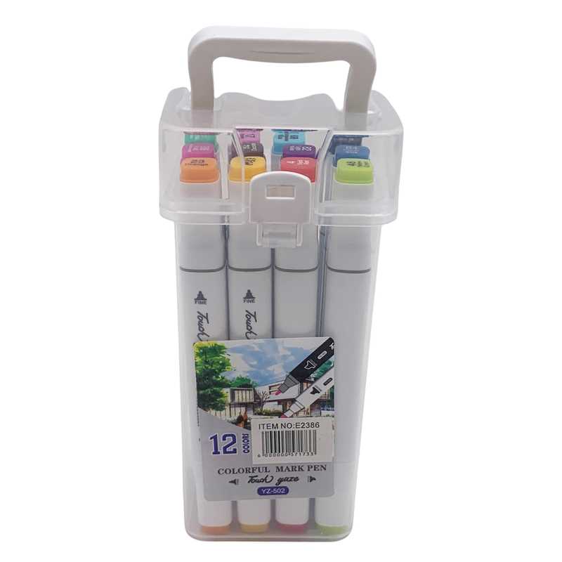 [E2386] Marcadores doble punta x12 colores, en estuche