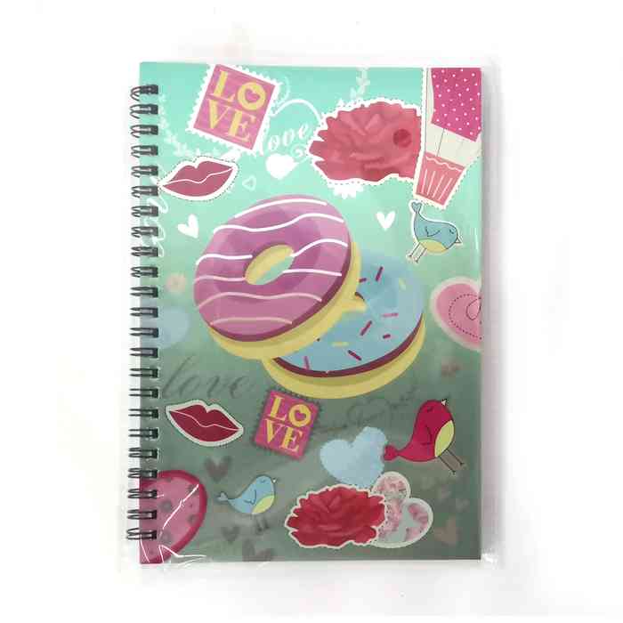 Libreta con espiral 80 hojas, varios diseños