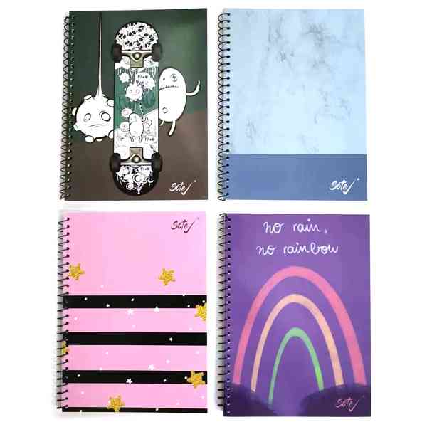 [E2676] Cuaderno de 96 hojas rayado con espiral, SOTE, PACK x4
