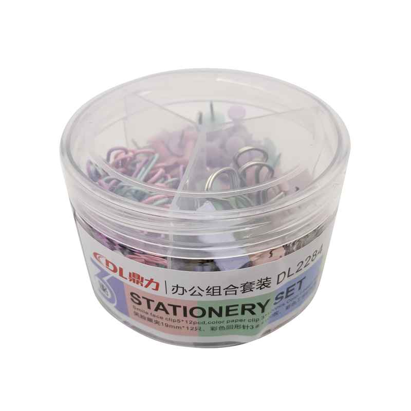 [E2740] Clips x100, pinza de metal x12 y chinches x14, DINGLI, en caja
