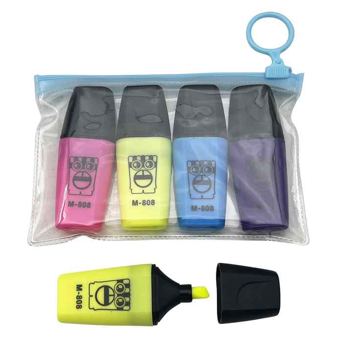 [E2757] Marcador resaltador flúo mini x4, en bolsa
