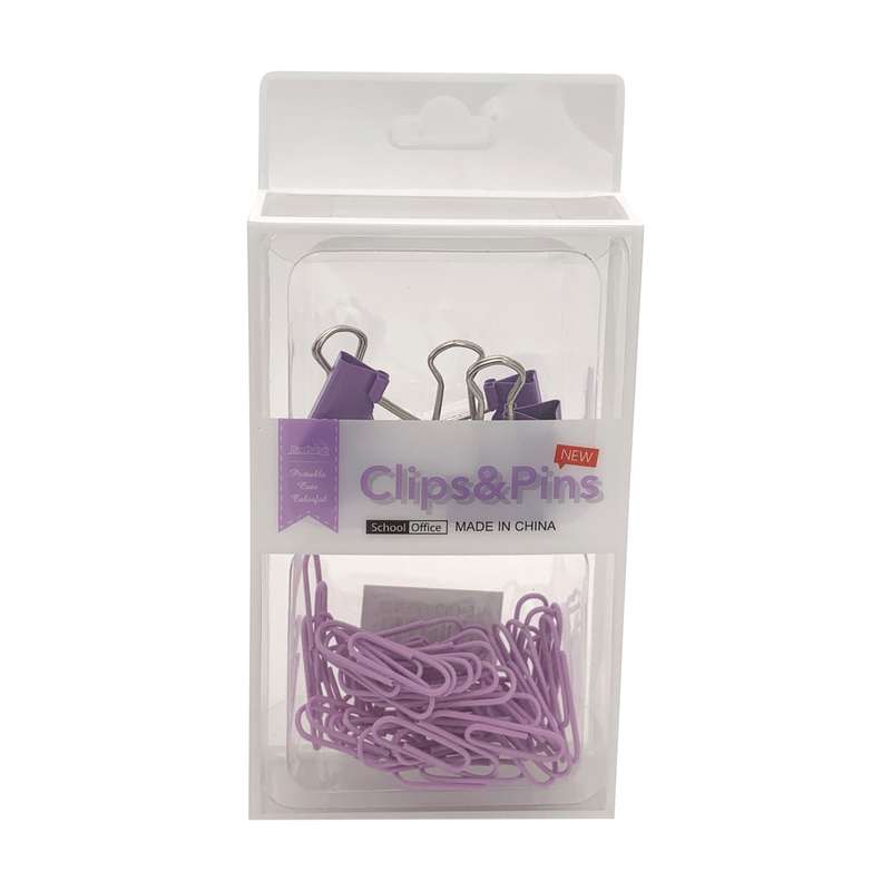 [E2781] Clips x40 y pinza x6, en caja de plástico, varios colores