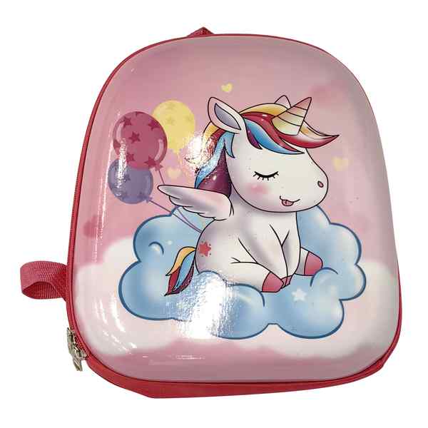 [E2799] Mochila infantil frente rígido bolsillo interno, diseño unicornio