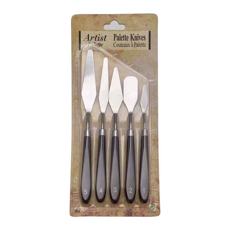 [E2810] Espátula metal x5 en blister, ideal artesanías o repostería