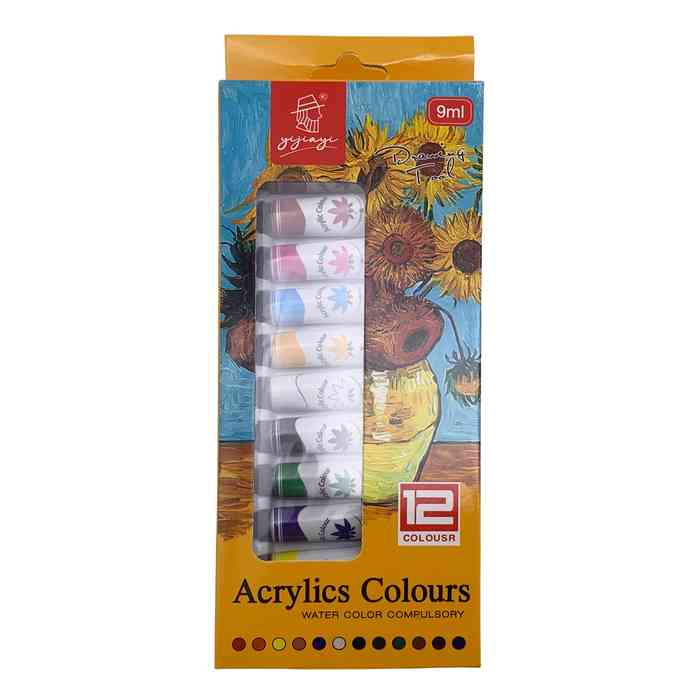 [E2836] Pintura acrílica x12 tubos 9ml, en caja