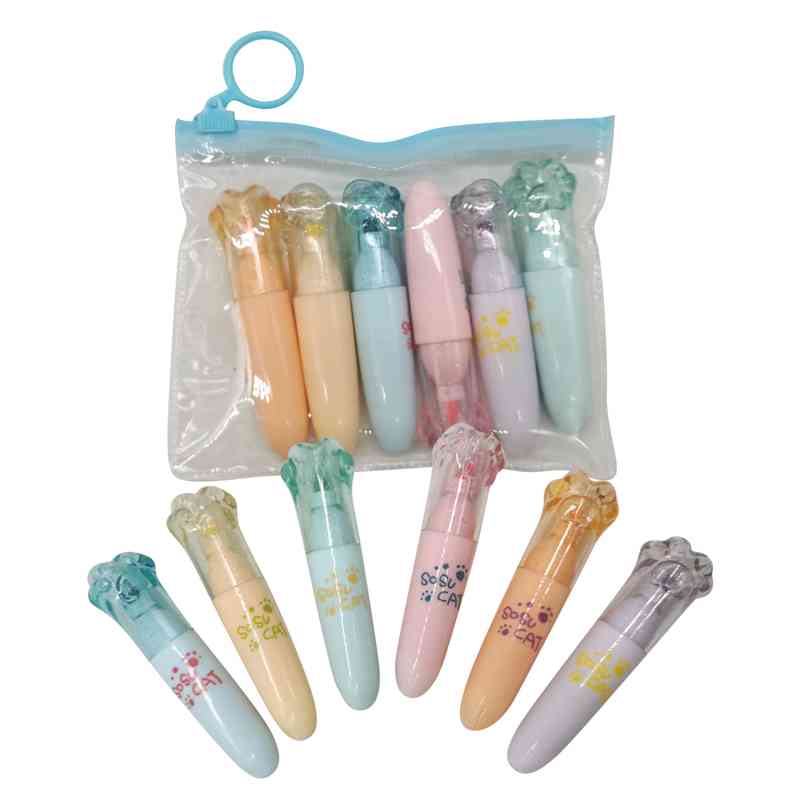 [E2852] Marcador resaltador flúo mini x6, en bolsa