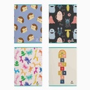 Cuaderno de 48 hojas rayado, SOTE, PACK x12, 4 diseños