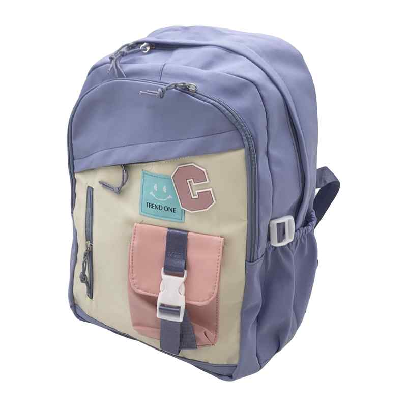 [E2957] Mochila juvenil con 3 bolsillos frontales, laterales y en la espalda, reparticiones en el interior, varios colores