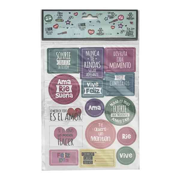 Stickers frases surtidas, en bolsa PACKx12