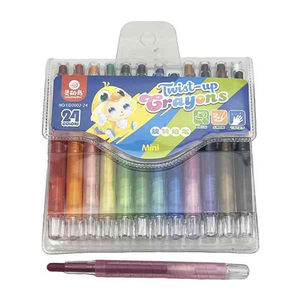 [E2983] Crayolas en barra retráctil, 24 colores, en sobre de PVC