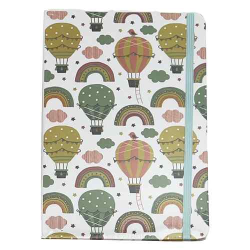 Libreta 80 hojas rayadas tapa con elástico, en bolsa, varios diseños