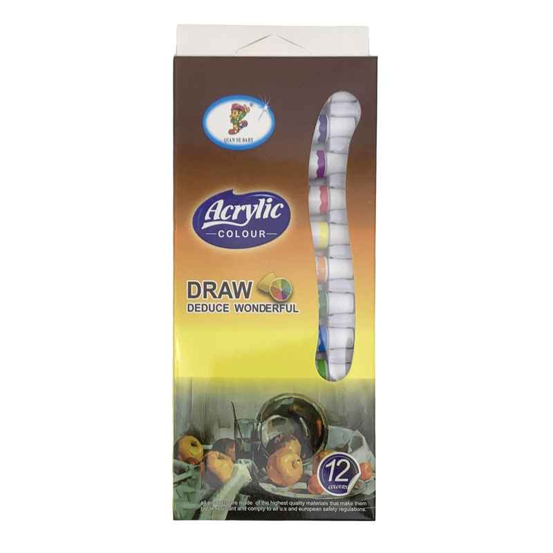 Pintura acrílica x12 tubos de 9ml, en caja