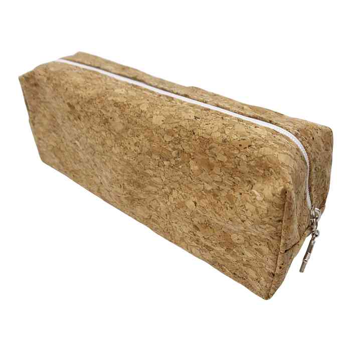 [E3033] Cartuchera de PU símil corcho con cierre, 2 diseños