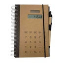 Libreta 80 hojas, con calculadora solar y lapicera, varios colores