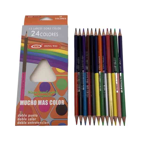[E3090] Lápices 12 colores largos, doble punta, PACKx12