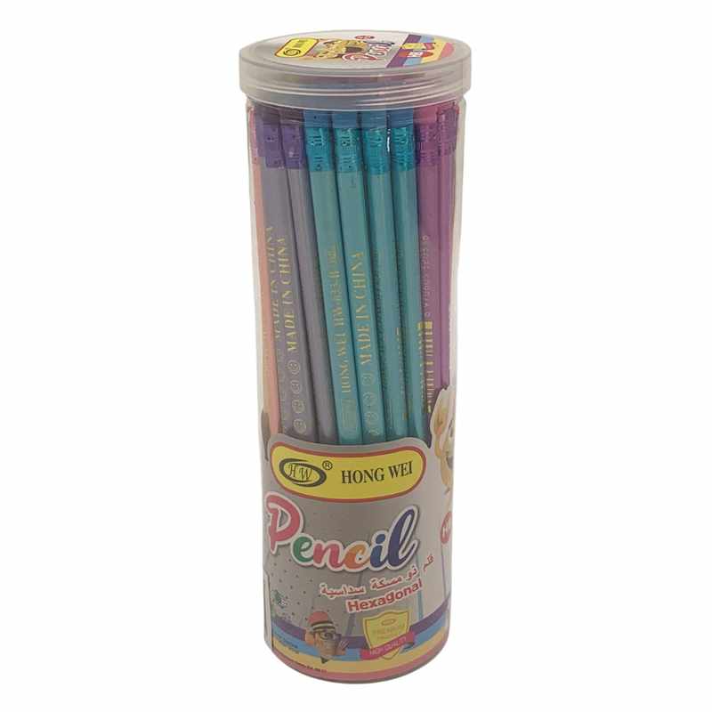 Lápiz negro HB x48, con goma, en tubo