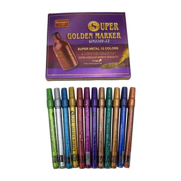 [E3133] Marcadores para manualidades, 12 colores metalizados, para cerámica, en caja