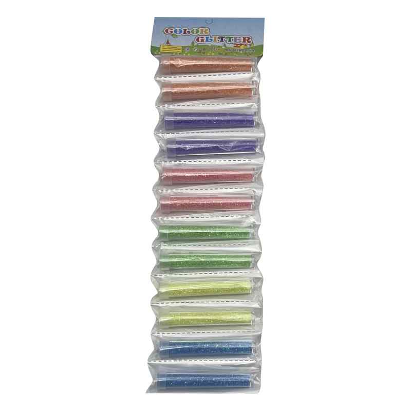 Brillantina fina x12 en tubo, varios colores en bolsa