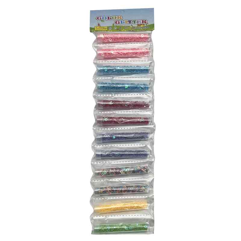 Brillantina estrellas x12 en tubo, varios colores en bolsa