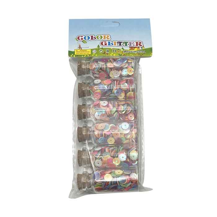 [E3162] Brillantina lentejuelas x6 en tubo, varios colores en bolsa