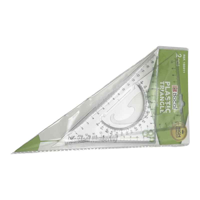 [E3170] Juego de geometría 2 piezas, escuadras con semicírculo y plantilla de curvas, 17cm, en bolsa
