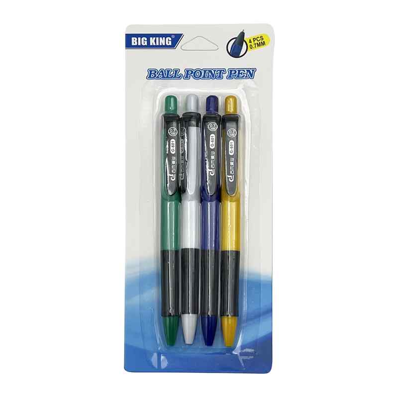 Lapicera 0.7 retráctil tinta azul x4, en blister