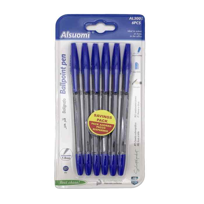 [E3189] Lapicera 1.0 tinta azul x6, en blister