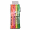 Marcador resaltador flúo x4, en estuche PVC